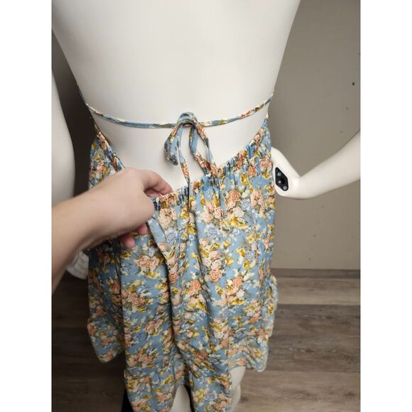Floral Print Tied Backless Ruffle Hem Dress Cottagecore Coquette Fairycore - Picture 4 of 10